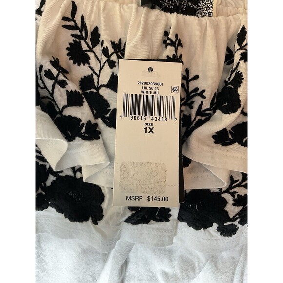 Lauren Ralph Lauren Womens White Embroidered Jersey Off-the-Shoulder Top Size 1X - Picture 3 of 7